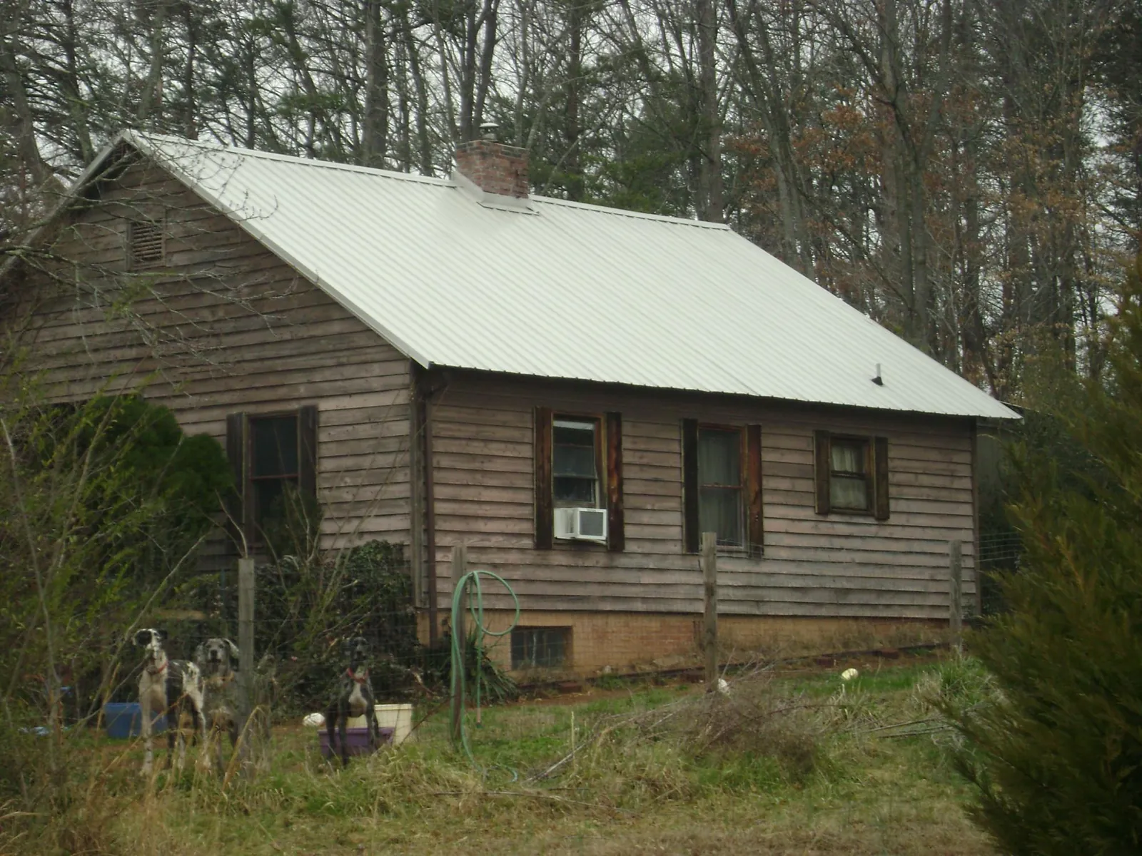 White metal roof on an old wood sided farmhouse, from a Metal Roof Installation job in Mentcle
